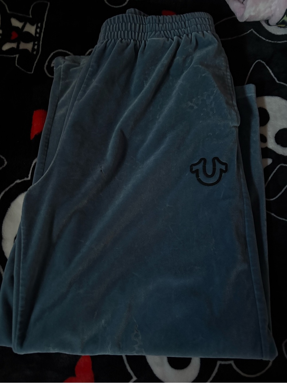 True Religion women’s Blue Velvet Track Pants